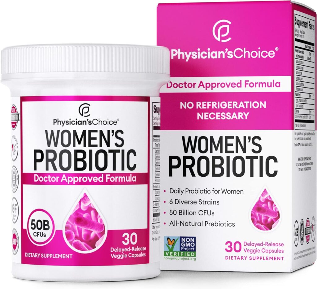 Physicians Choice Probiotics for Women - PH Balance, Digestive, UT,  Feminine Health - 50 Billion CFU - 6 Unique Strains for Women - Organic Prebiotics, Cranberry Extract+ - Womens Probiotic - 30 CT