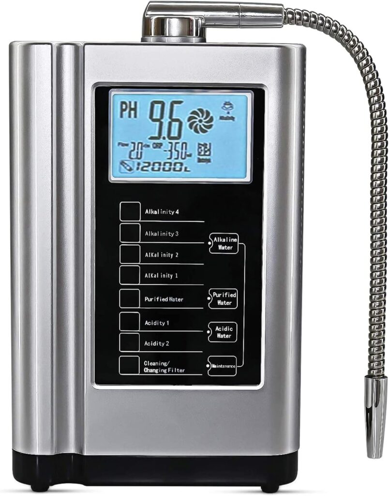 AquaGreen Alkaline Water Ionizer Machine AG7.0, Home Filtration System Produces pH 4-10.5 Water, 7 Water Settings, Up to -570mV ORP, 6000L Per Filter, Silver