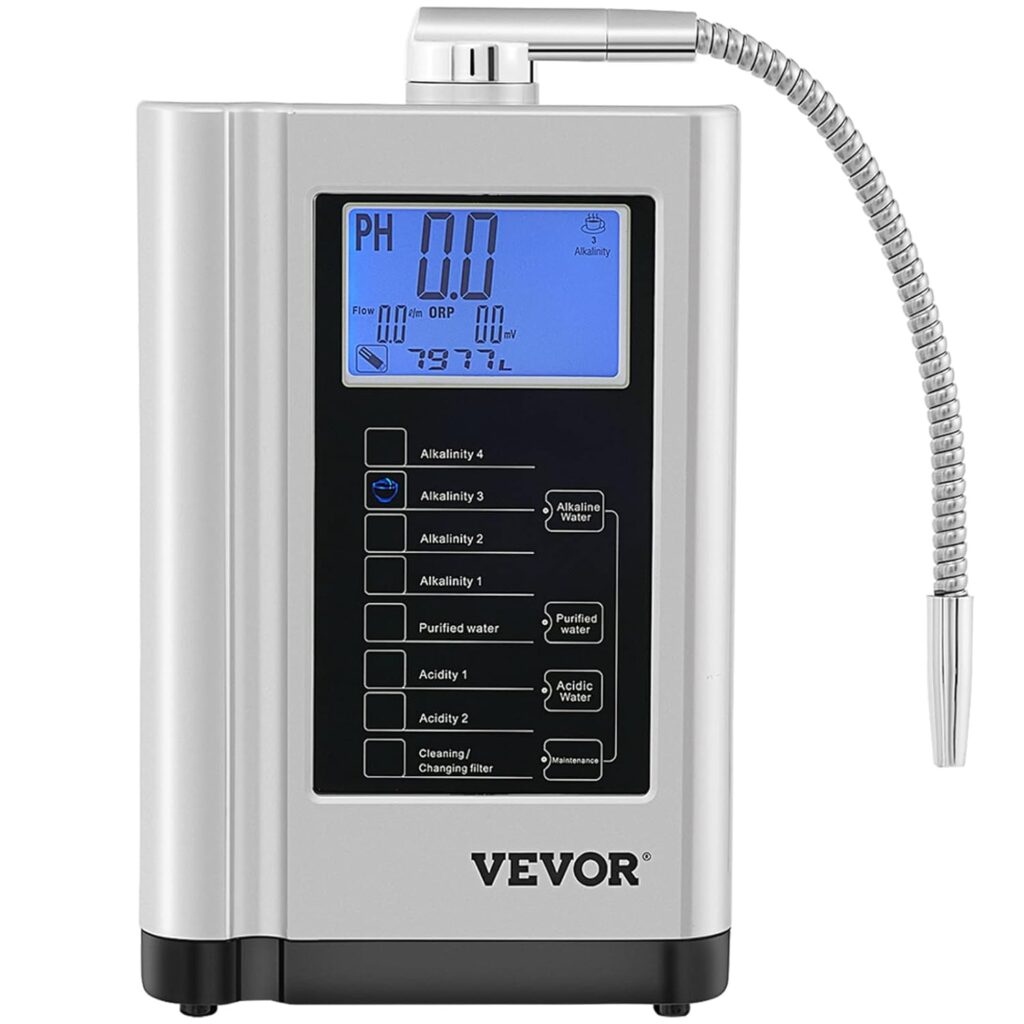 VEVOR Water Ionizer, 7 Water Settings Alkaline Water Machine, Water Ionizer Machine w/ 6000L Replaceable Filter, pH3.5-10.5 Kangen Water Machine, Water Purifier for home up to 1000PPM TDS  -500mV ORP